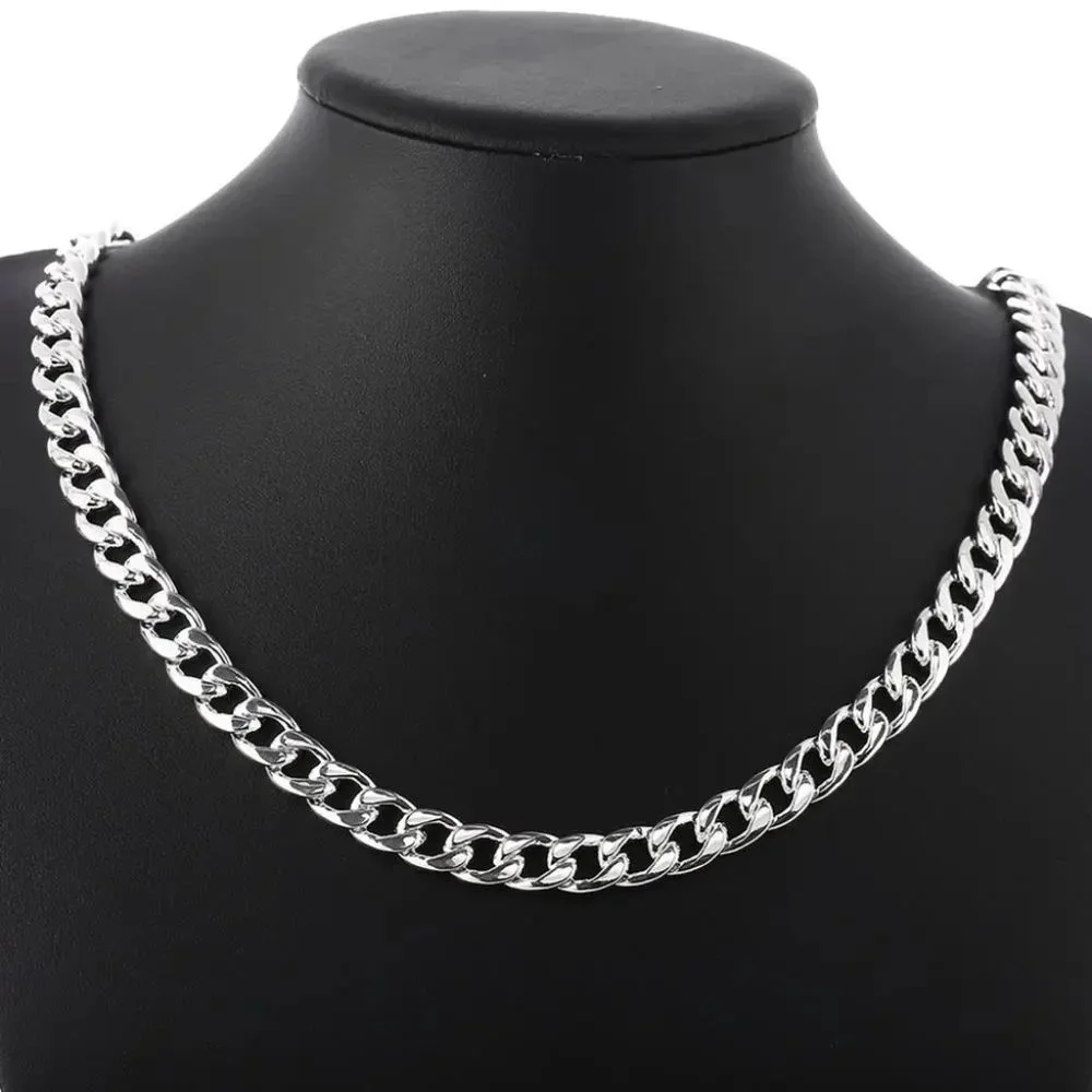 Awesome Large 22 Inch Cuban Link Chain 10mm Wide, Stamped 925 Sterling Silver - Picture 7 of 7
